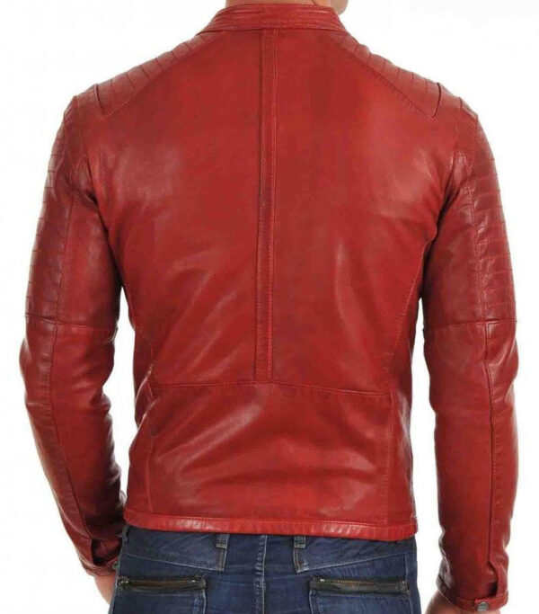 Slim Fit Red Biker Leather Jacket