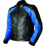 Blue And Black Armored Bikers Leather Jacket