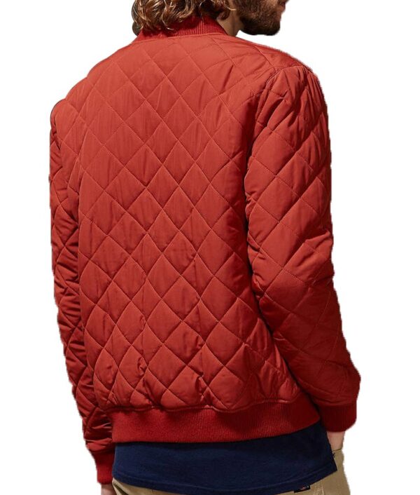 Barry Allen Red Quilted Bomber Jacket - Image 2