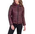 Red Purple Leather Down Jacket