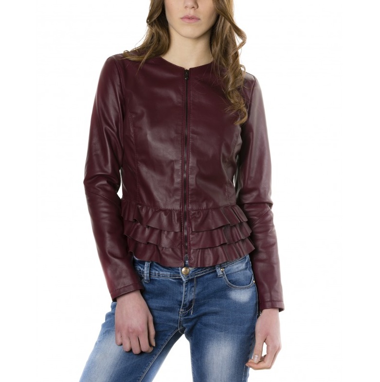 f105bl-red-purple-color-nappa-lamb-leather-jacket-with-flounces-5 Red Purple Leather Jacket With Flounces - Image 1