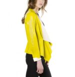 Monic Yellow Nappa Lamb Smooth Effect Leather Jacket