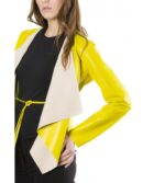Monic Yellow Nappa Lamb Smooth Effect Leather Jacket