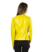 Monic Yellow Nappa Lamb Smooth Effect Leather Jacket