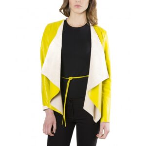 Monic Yellow Nappa Lamb Smooth Effect Leather Jacket