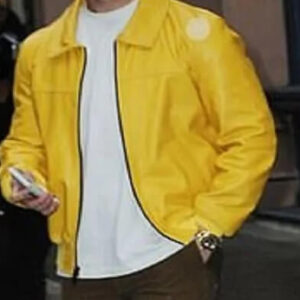 Nick Jonas Yellow Leather Jacket