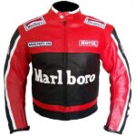 Red Black Motorcycle Padded Vintage Leather Jacket