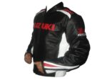 Suzuki Black White Motorcycle Leather Jacket