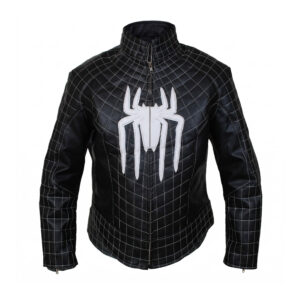 The Amazing White Spiderman Leather Jacket Front