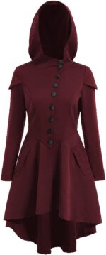 Women's-Hooded-Maroon-Long-Trench-Coat