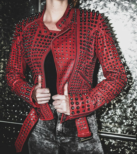 Women's-Red-Color-Silver-Spike-Studs-Leather-Jacket-3 Women's-Red-Color-Silver-Spike-Studs-Leather-Jacket