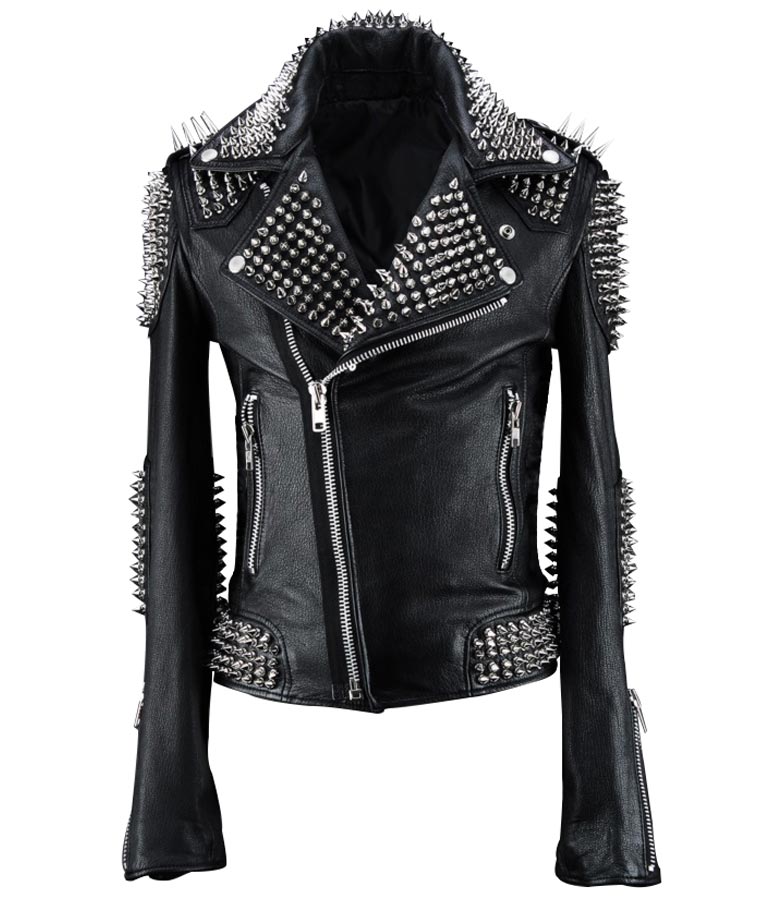 asymmetrical-silver-spikes-studded-jacket (3) Asymmetrical Silver Spikes Studded Jacket - Image 1