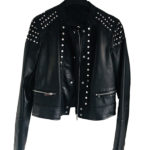 Black Studded Cafe Racer Leather Jacket