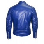 Brando Electric Blue Biker Leather Jacket