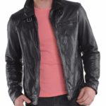 Front view of new handmade men fashion leather jacket