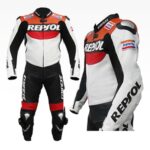 HONDA Orange And White Repsol Motorcycle Leather Suit