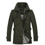 Men's Army Green Color Long Coat
