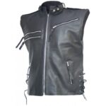 Men's Black Biker Leather Vest