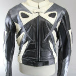 Men's Two Tone Black White Motorbike Racing Leather Jacket