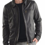 Front view of new handmade men fashion leather jacket