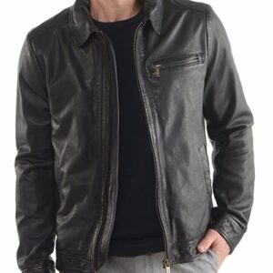 Front view of new handmade men fashion leather jacket