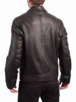 Back view of handmade men's leather jacket
