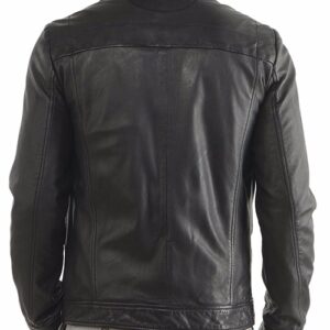 Back view of handmade men's leather jacket