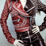 Women's Two Tone Genuine Biker Leather Studded Jacket