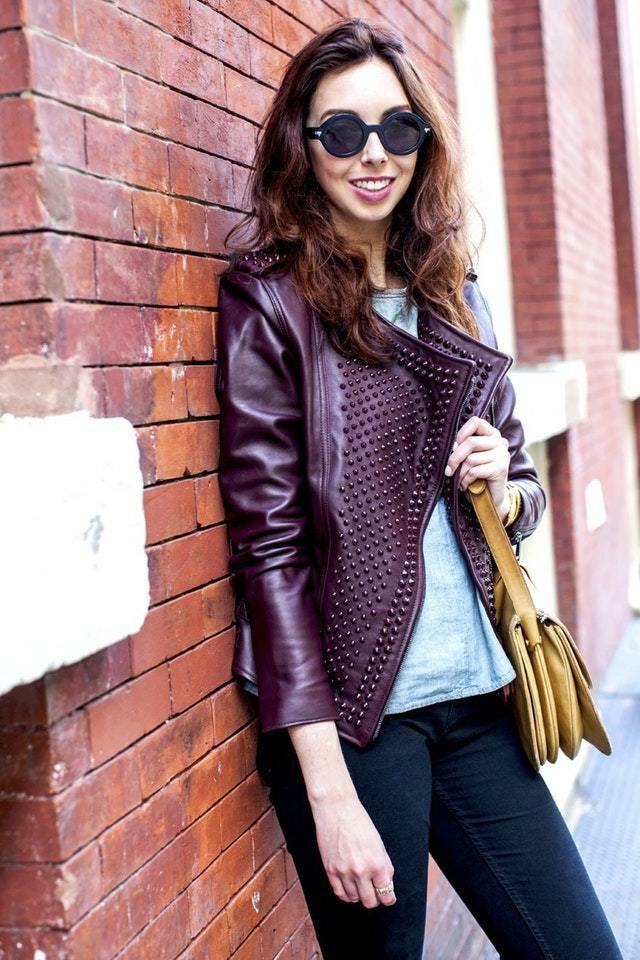 s-l1600 Women Leather Spike Studded Zipper Jacket - Image 1
