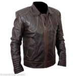 Snow Lockout Distressed Brown Leather Jacket side
