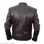 Snow Lockout Distressed Brown Leather Jacket Back