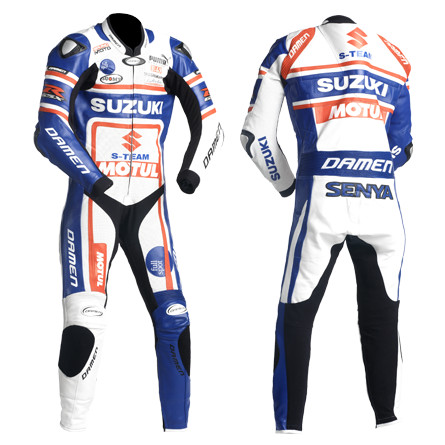 suzuki-motorcycle-branded-sport-contrast-leather-suit SUZUKI Motorcycle Branded Sport Contrast Leather Suit - Image 1