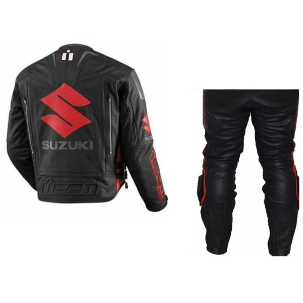 SUZUKI Motorcycle Two Tone Sport Leather Suit - Image 2