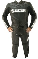 SUZUKI Racing Motorcycle Black Leather Suit