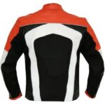 Three Tone Motorcycle Racing Red White Black Vintage Leather Jacket - Image 2