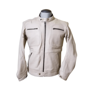 Beige Biker Leather Fashion Jacket