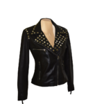 Black Aliesha's Biker Studded Leather Jacket