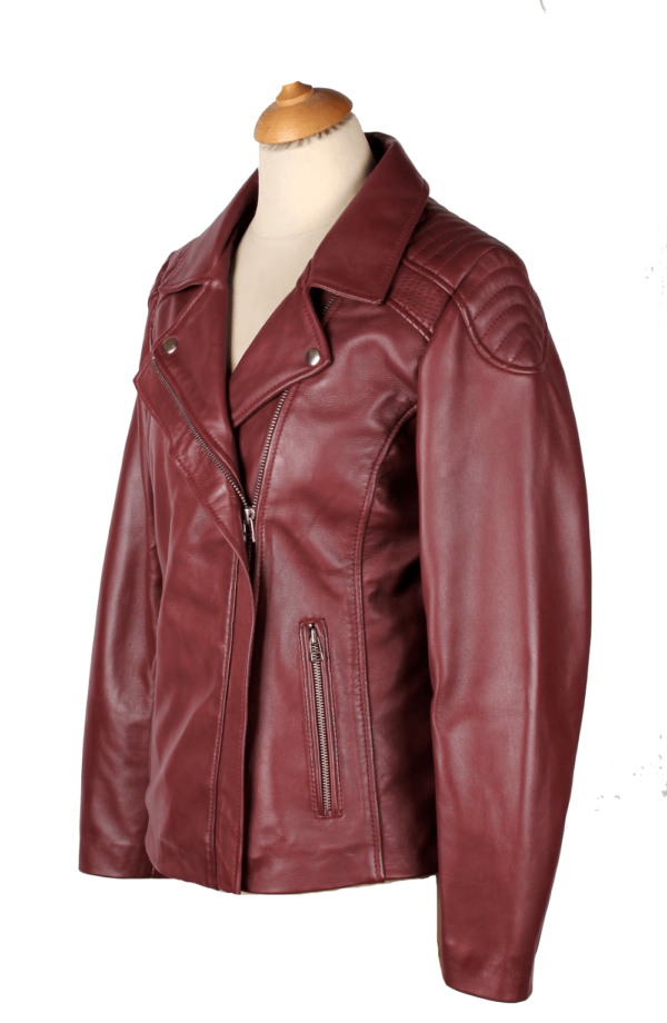 Burgundy Ayla's Biker Style Jacket