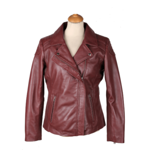 Burgundy Ayla's Biker Style Jacket