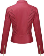 Women's Bellivera Red Biker Leather Jacket