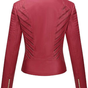 Women's Bellivera Red Biker Leather Jacket