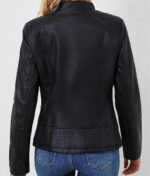 Women's Black Zip-Up Leather Jacket