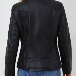 Women's Black Zip-Up Leather Jacket