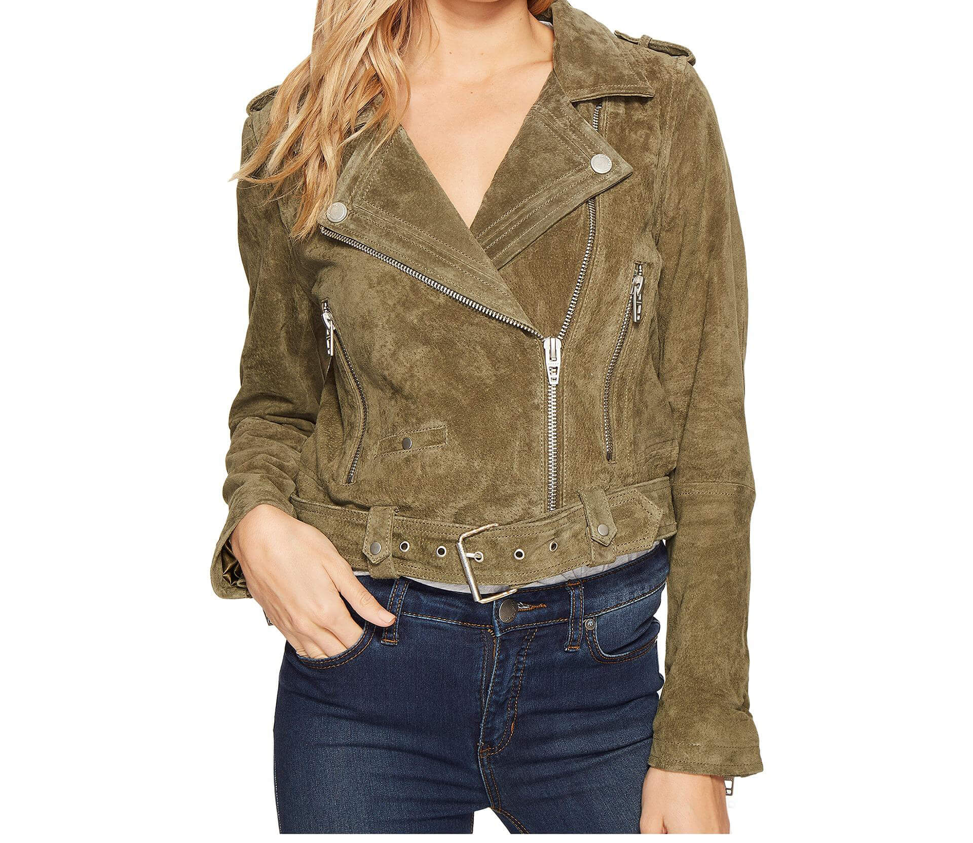Women's Burnt Sage Color Suede Jacket (11) Women's Burnt Sage Color Suede Jacket