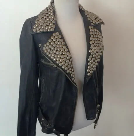 Women's-Silver-Studded-Black-Leather-Jacket-1 Women's-Silver-Studded-Black-Leather-Jacket