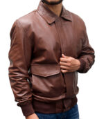 USAF A-2 Light Brown Leather Bomber Jacket
