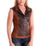 Brown Artemis Centered Closure Leather Vest