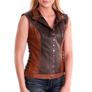 Brown Artemis Centered Closure Leather Vest