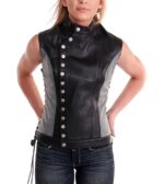 Black Athena Centered Closure Leather Vest
