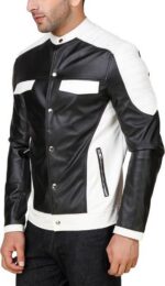 Side of black white biker jacket